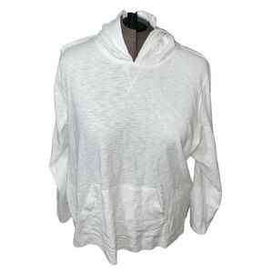 NWOT J Jill White Textured Cotton Hoodie Tunic Kangaroo Pocket Plus Size 4X
